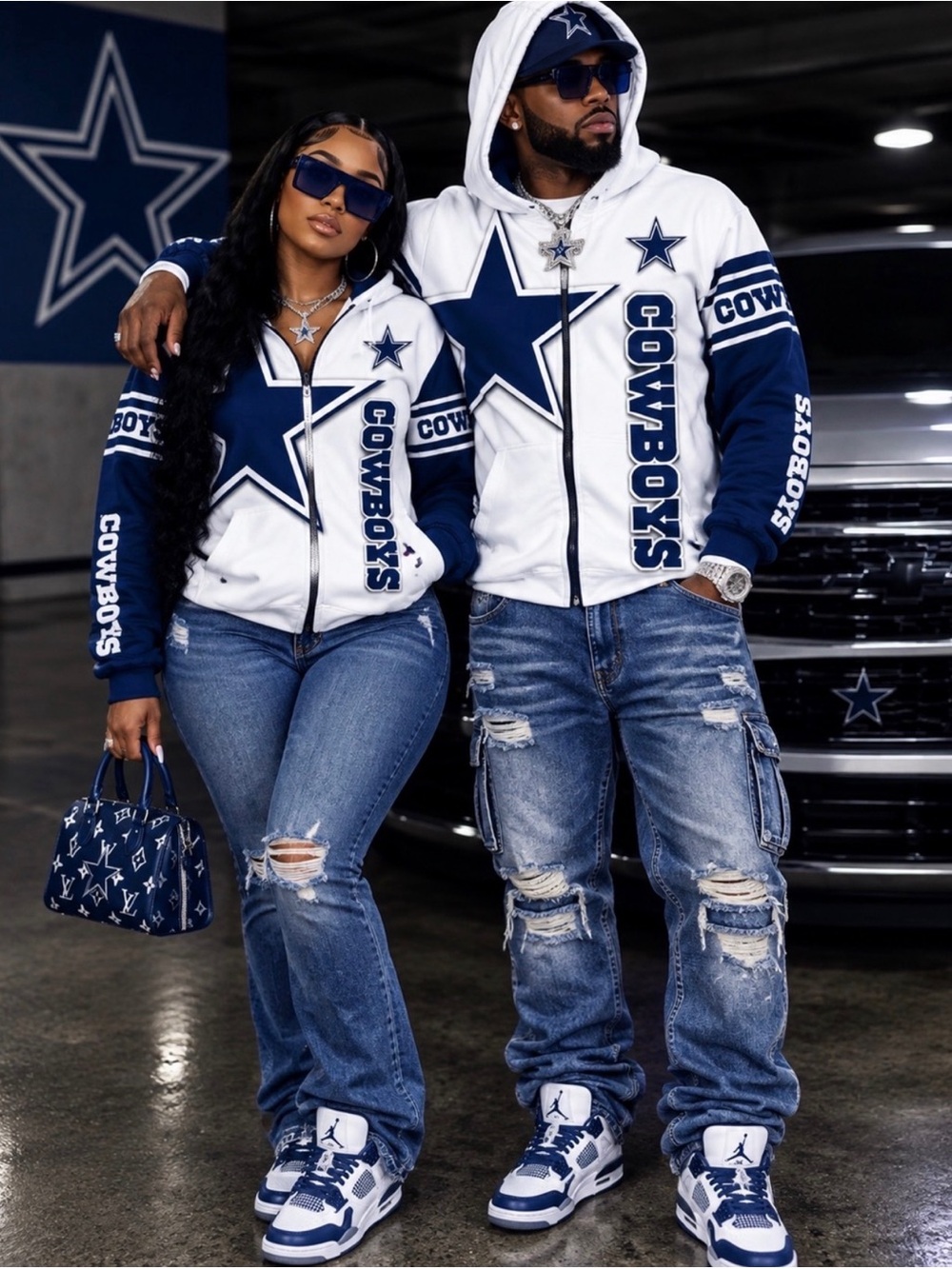 Cowboys Women's Navy & White Varsity Zip Jacket